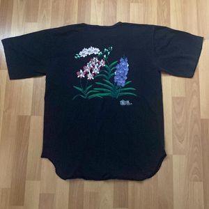 Vintage Eagle Sportswear Black Button T Shirt R.F. Orchid Inc Men XL Made USA